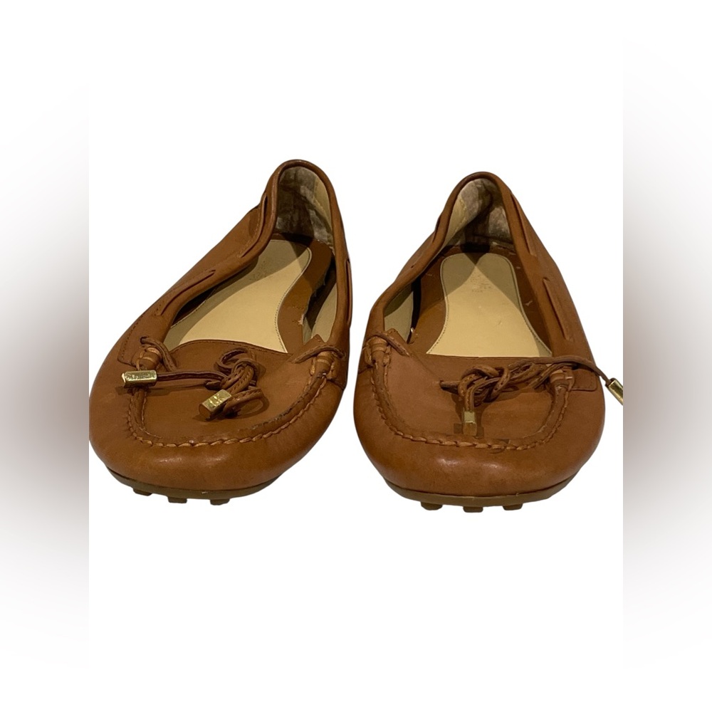 Michael Kors Genuine Leather Loafers In Camel Color Size 7.5